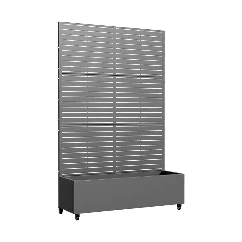 Jardinière MAYEERTY avec treillis, gris fer, persiennes, style classique, 72 x 35 x 16 po, ensemble de 3 pièces