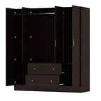 Armoire Hitow avec 2 grands tiroirs, espace central pour vêtements suspendus et miroir, style minimaliste