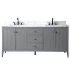 Vanity Art 72 badkamermeubel met dubbele wastafel en blad van composietmarmer