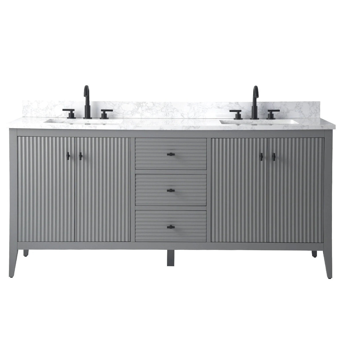 Vanity Art 72 badkamermeubel met dubbele wastafel en blad van composietmarmer