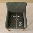 Set van 6 gestoffeerde eetkamerstoelen met armleuningen, moderne linnen fauteuils met houten poten, accentstoelen voor eetkamer en woonkamer - Panipeachy