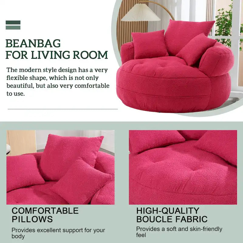 Round Lazy Sofa Chair ?C White/Blue/Grey/Yellow/Orange/Rose Red/Navy/Green, Single & Couple Seat