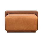 Pouf Poly & Bark Jarmo avec table en noyer réglable – véritable cuir italien pleine fleur