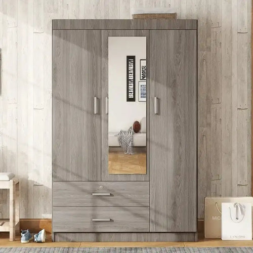 Armoire-miroir à 3 portes avec étagères et 2 tiroirs