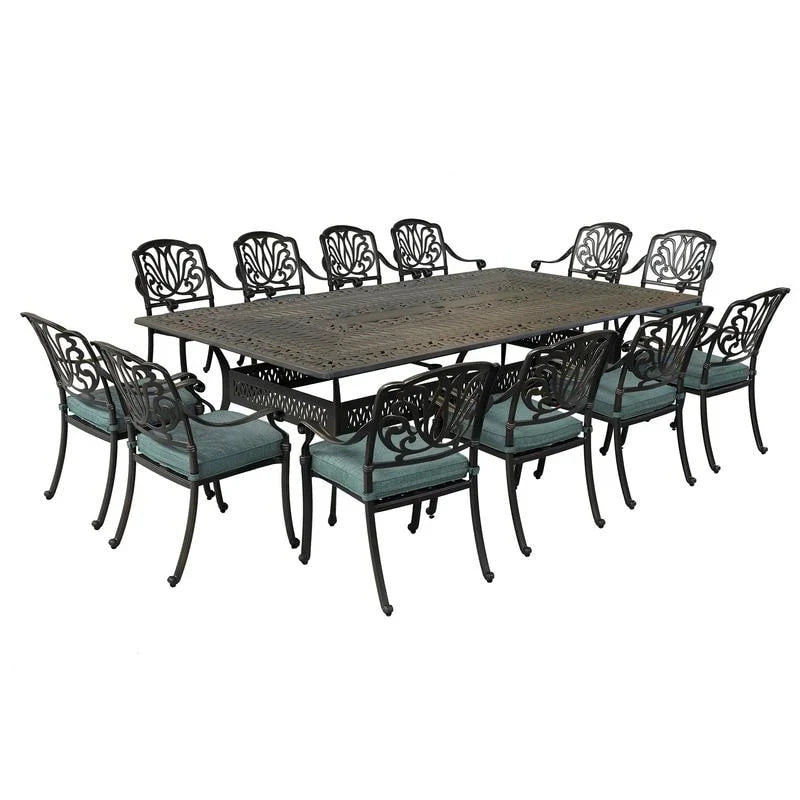 13-teiliges Esszimmer-Set aus Aluminium in Gunmetal von Havenside Home, Manasquan