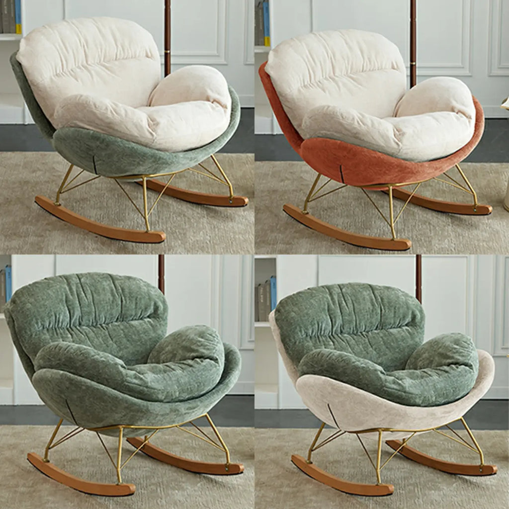 Fauteuil à bascule moderne en velours, ergonomique et rembourré, pour chambre de bébé