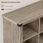 8 Cube Storage Organizer Bookshelf, Farmhouse Horizontal Bookcase, 62 Inch Wood Storage Bookcase for Entryway, Long Low Bookshelves for Living Room