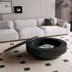 Modern Solid Wood Veneered Round Coffee Tea Table with Storage