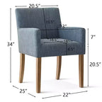Set van 6 gestoffeerde eetkamerstoelen met armleuningen, moderne linnen fauteuils met houten poten, accentstoelen voor eetkamer en woonkamer - Panipeachy