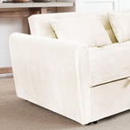 64.96 Velvet 3-in-1 Convertible Sofa Bed with Adjustable Back, Storage Pocket, and 500lb Weight Capacity