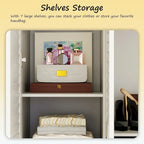 Wardrobe Armoire Closet 59W Large Freestanding Wardrobe Cabinet White