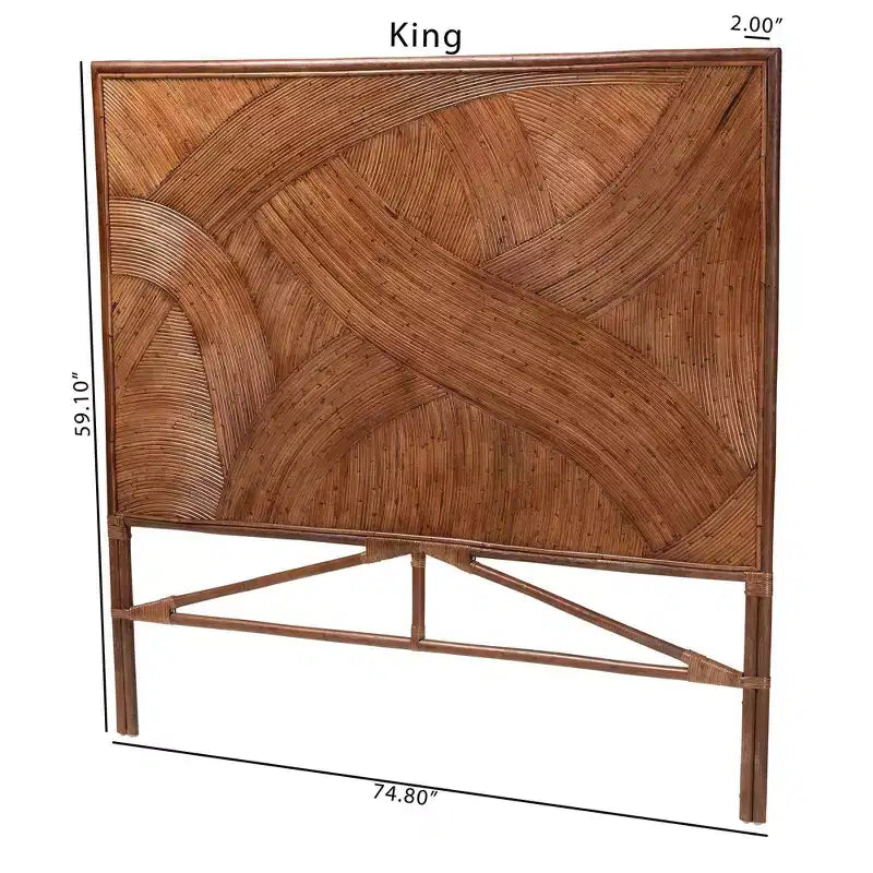 Tête de lit indépendante en rotin Elettra pour lit king-size de bali & pari : fabriquée à la main, sans assemblage, design bohème