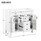 Meuble-lavabo moderne de salle de bains de 36 po avec vasque sur plan, armoire à miroir, 2 portes et 2 tiroirs