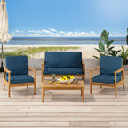 Willowbrook Outdoor Acacia Wood 4 Seater Chat Set by Christopher Knight Home
