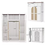 Armoire-penderie haute de 70,87 pouces à 8 portes, grande capacité, avec tringle, étagères réglables et portes décoratives en rotin