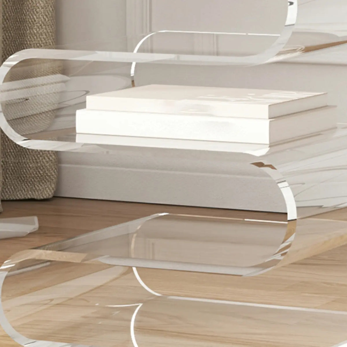 Contemporary Acrylic S-Shaped Side Table with Storage