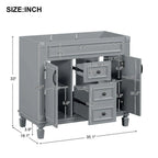 Meuble-lavabo moderne de salle de bains de 36 po avec vasque sur plan, armoire à miroir, 2 portes et 2 tiroirs
