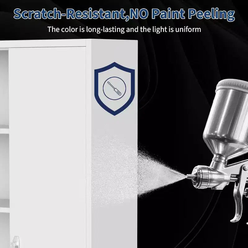 71-Zoll-Stahlschrank mit abschließbaren Türen und 4 verstellbaren Regalböden, robuster Metallschrank für Carport/Büro/Speisekammer, rostfreies Design