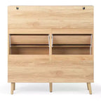 Meuble à chaussures Karl Home avec panneau en rotin, 2 tiroirs et 4 tiroirs basculants, en panneaux de particules, largeur 41,34 W