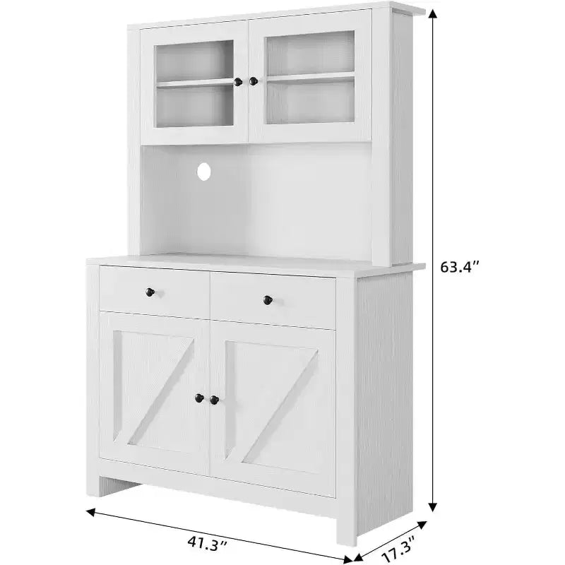 Meuble garde-manger de cuisine avec support pour micro-ondes, vaisselier avec buffet et étagères réglables, pour la cuisine et la salle à manger