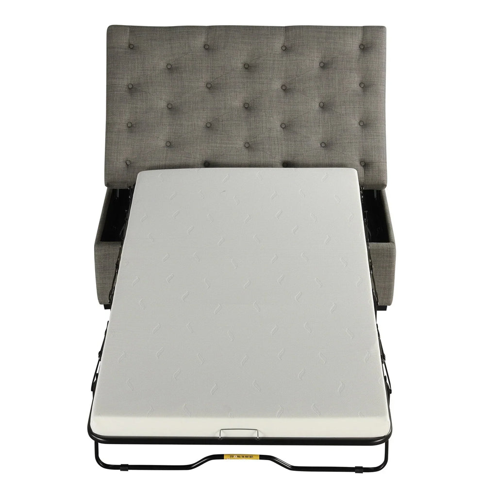 Opvouwbare slaapbank, poef van 49,6 inch met opvouwbare slaapbank, converteerbare slaapplaats met traagschuimmatras en gecapitonneerd ontwerp
