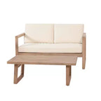 Ensemble de mobilier de patio en bois d’acacia, ensemble d’extérieur avec table basse et coussins moelleux pour jardin, véranda et balcon, beige - Merax