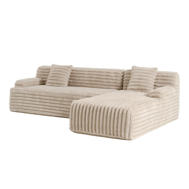 Cloud-Ecksofa, modernes Polstersofa mit 2 Zierkissen, frei kombinierbares Sofa, modulares L-förmiges Ecksofa