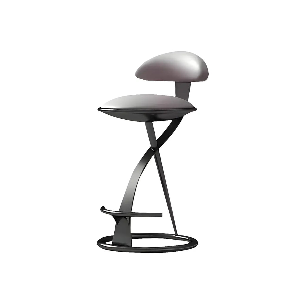 Tabouret de bar élégant en cuir beige avec structure métallique dorée