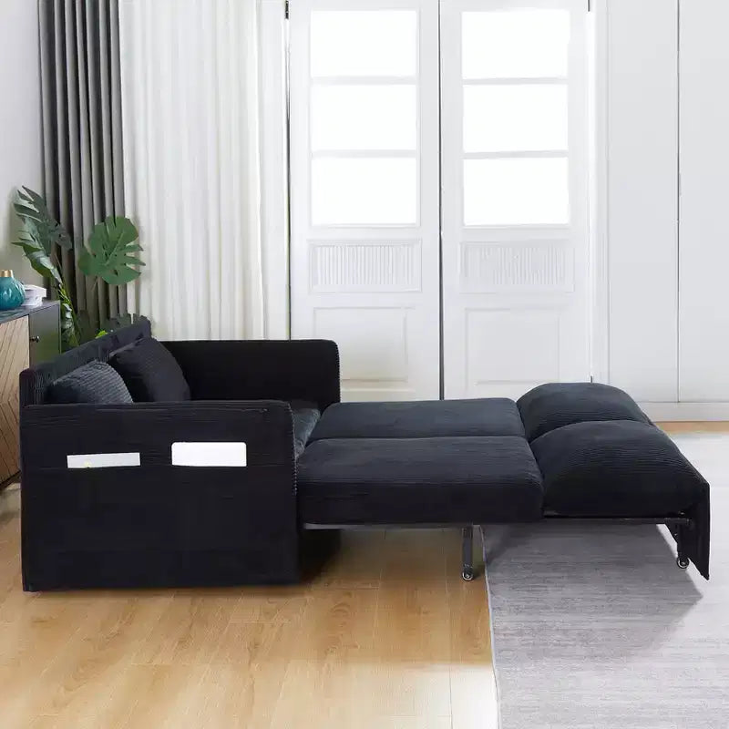 64,5 3-in-1-Schlafsofa aus Cord mit ausziehbarem Bett