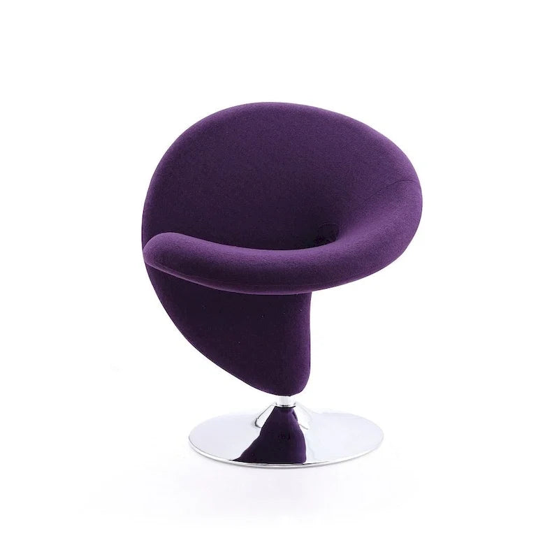 Fauteuil d’appoint pivotant Manhattan Comfort Curl en chrome et mélange de laine (lot de 2)