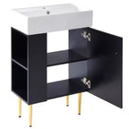 Meuble-lavabo de salle de bains blanc de 21,6, ensemble meuble, meuble de rangement de salle de bains, lavabo simple en céramique, rangement à gauche