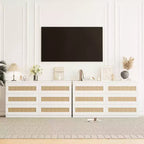Rattan-Kommode fürs Schlafzimmer mit 6 Schubladen, 119 cm breite moderne Kommode im Landhausstil, Holzschrank mit Stauraum-Organizer für Kleiderschrank, Wohnzimmer und Flur