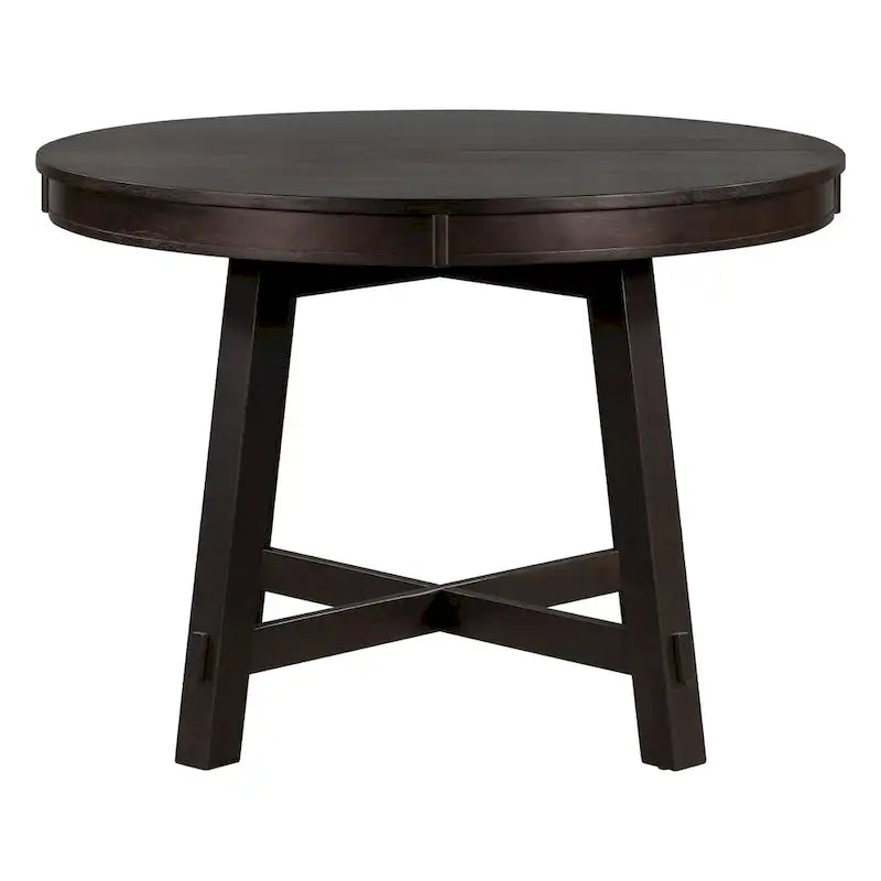 Table de salle à manger ronde extensible de style champêtre avec rallonge de 16 po, table de cuisine en bois