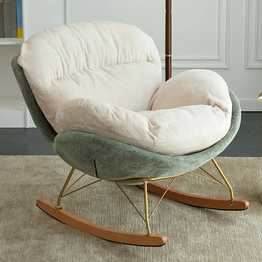 Fauteuil à bascule moderne en velours, ergonomique et rembourré, pour chambre de bébé