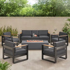 Giovanna aluminium loungeset voor buiten voor 7 personen met vuurkorf van Christopher Knight Home