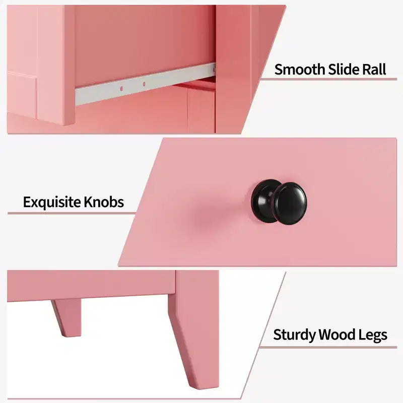 Commode haute de 42,5 po à 5 tiroirs pour chambre, armoire de rangement en bois avec tiroirs profonds de 11,9 po et boutons en métal doré, idéale pour l’entrée ou le couloir