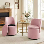 Chaise de coiffeuse pivotante avec rangement, tabouret rond rembourré avec dossier, fauteuil tonneau d’appoint doux et rembourré pour chambre et salon