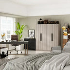 Modern Freestanding Solid Wood Wardrobe Closet With Storage Shelves