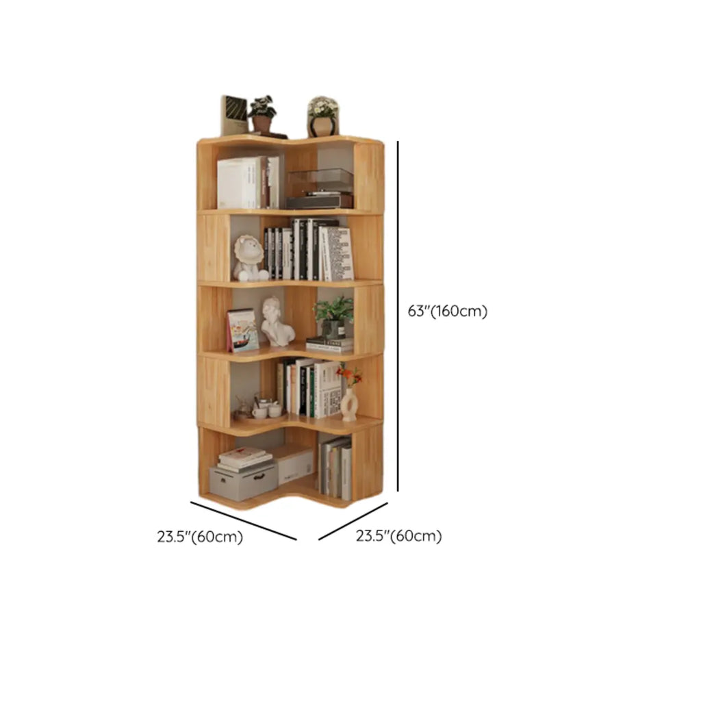 Boekenkast van hout met natuurlijke afwerking, L-vormig, verticaal en met open achterzijde