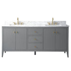 Vanity Art 72 badkamermeubel met dubbele wastafel en blad van composietmarmer