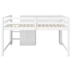Laag stapelbed in roze/wit met bureau, opbergruimte en whiteboard - C voor 1 persoon, eenpersoonsbed