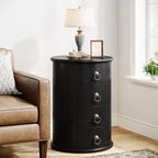 No Assembly Solid Wood End Table, Vintage Round Side Drawers Table