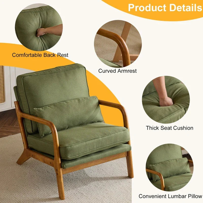 Moderner gepolsterter Akzentstuhl im Mid-Century-Stil