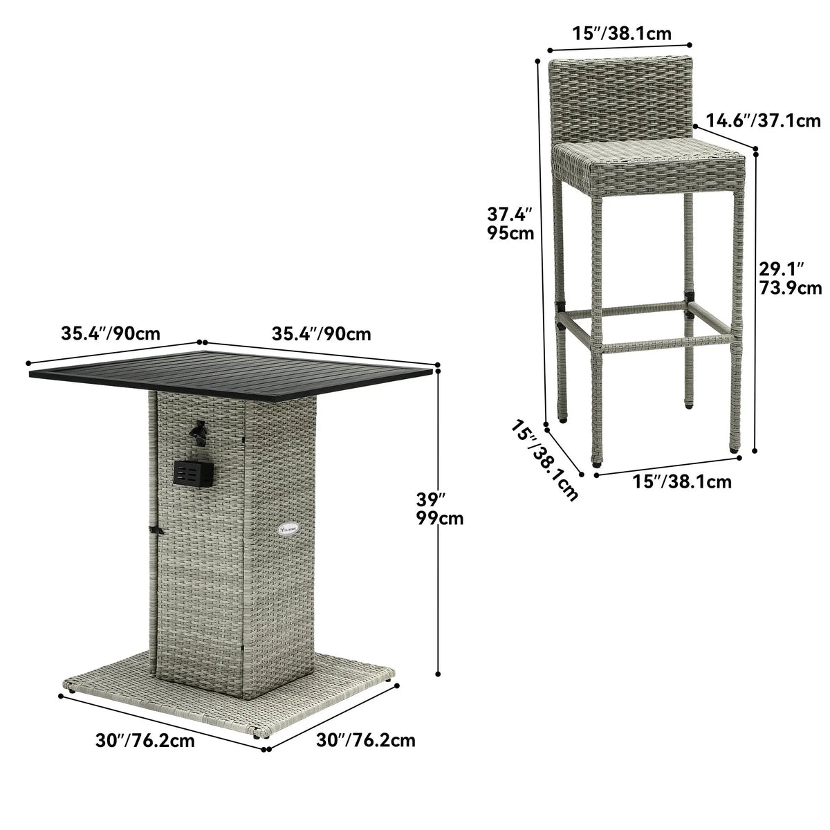 Ensemble de bar Moasis en résine tressée pour extérieur, 5 pièces – 5 pièces