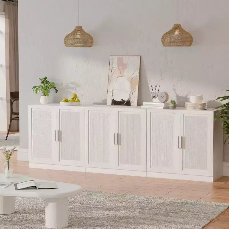 Set van 3 opbergkasten met rotandeuren en verstelbare planken - 93Lx31H