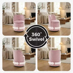 Chaise de coiffeuse pivotante avec rangement, tabouret rond rembourré avec dossier, fauteuil tonneau d’appoint doux et rembourré pour chambre et salon