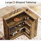 Meuble de bar en L avec porte-verres à pied pour bar à domicile