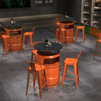 Industrielle schwarze und orangefarbene Metalltrommel-Beistelltische