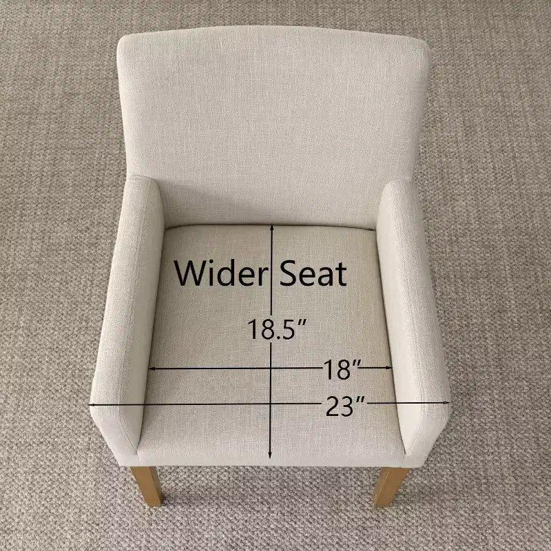 Set van 6 gestoffeerde eetkamerstoelen met armleuningen, moderne linnen fauteuils met houten poten, accentstoelen voor eetkamer en woonkamer - Panipeachy