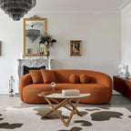 Blaine luxuriöses modernes Sofa im Japandi-Stil aus Bouclé-Stoff mit geschwungener Form